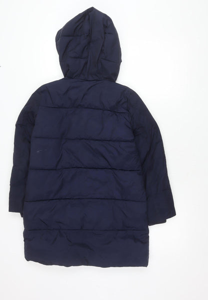 Gap Kids Girls Blue 10-11 Years Long Hooded Puffer Jacket Coat Winter