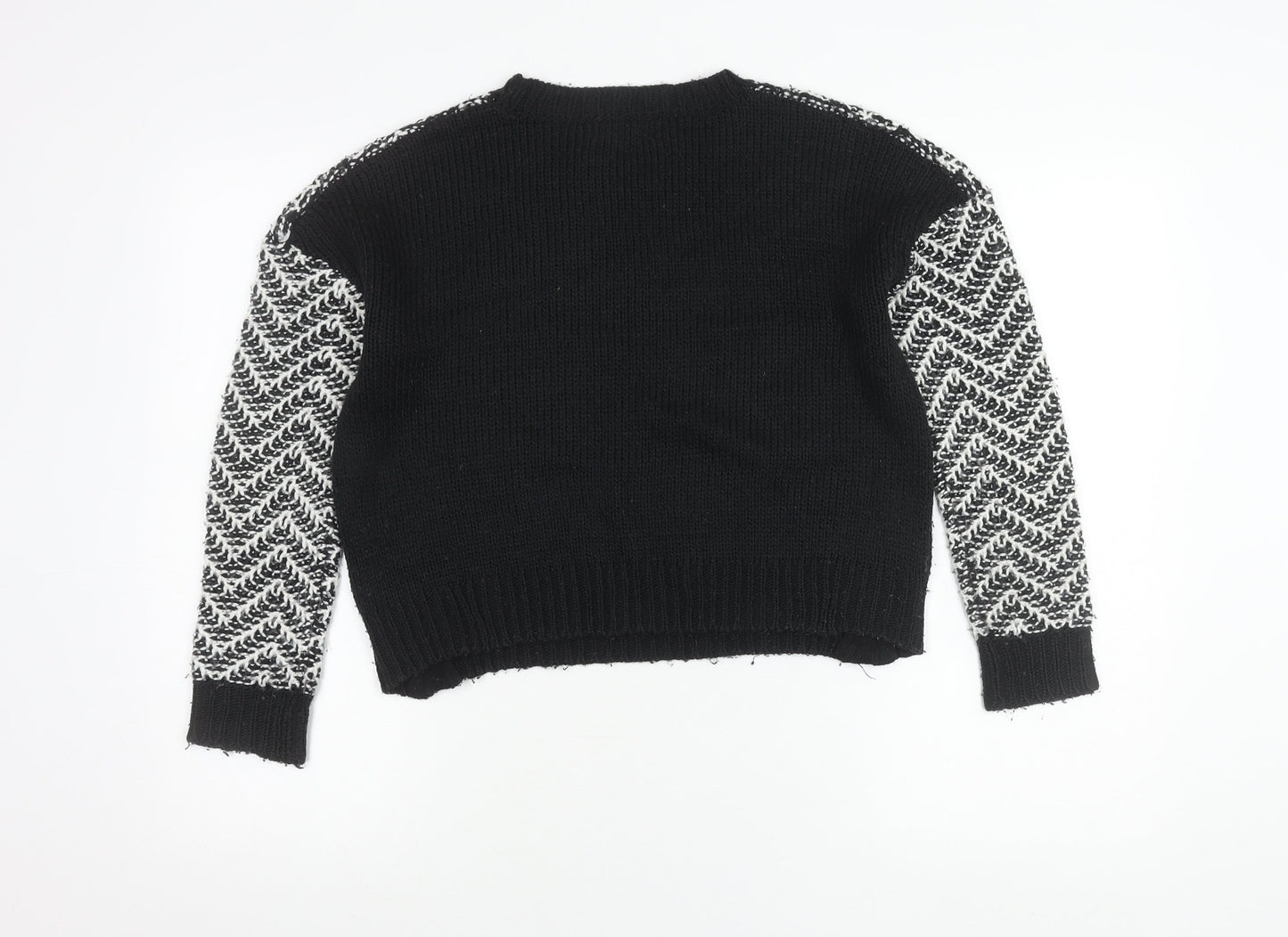 New Look Girls Black Chevron Knit Acrylic Pullover Jumper 14-15Y