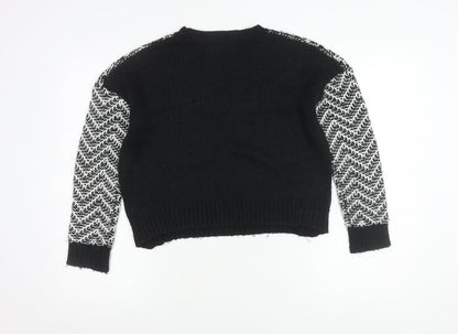 New Look Girls Black Chevron Knit Acrylic Pullover Jumper 14-15Y