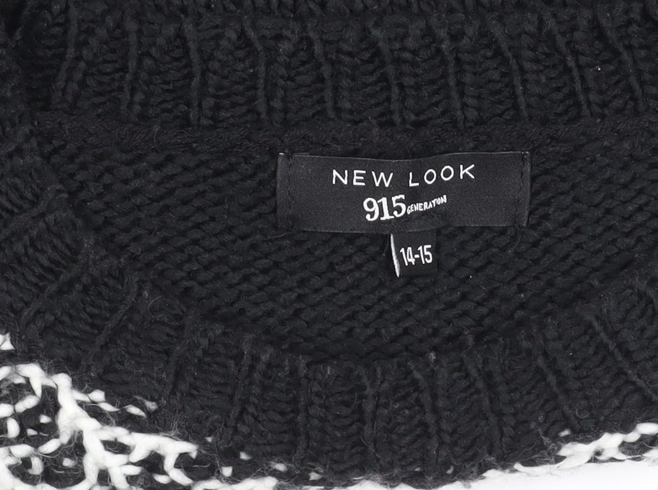 New Look Girls Black Chevron Knit Acrylic Pullover Jumper 14-15Y
