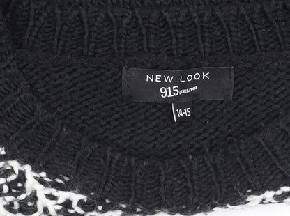 New Look Girls Black Chevron Knit Acrylic Pullover Jumper 14-15Y