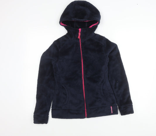 Decathlon Girls Blue 14 Years Fleece Hooded Full Zip Jacket