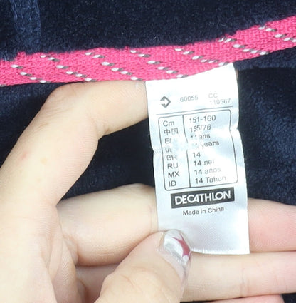 Decathlon Girls Blue 14 Years Fleece Hooded Full Zip Jacket