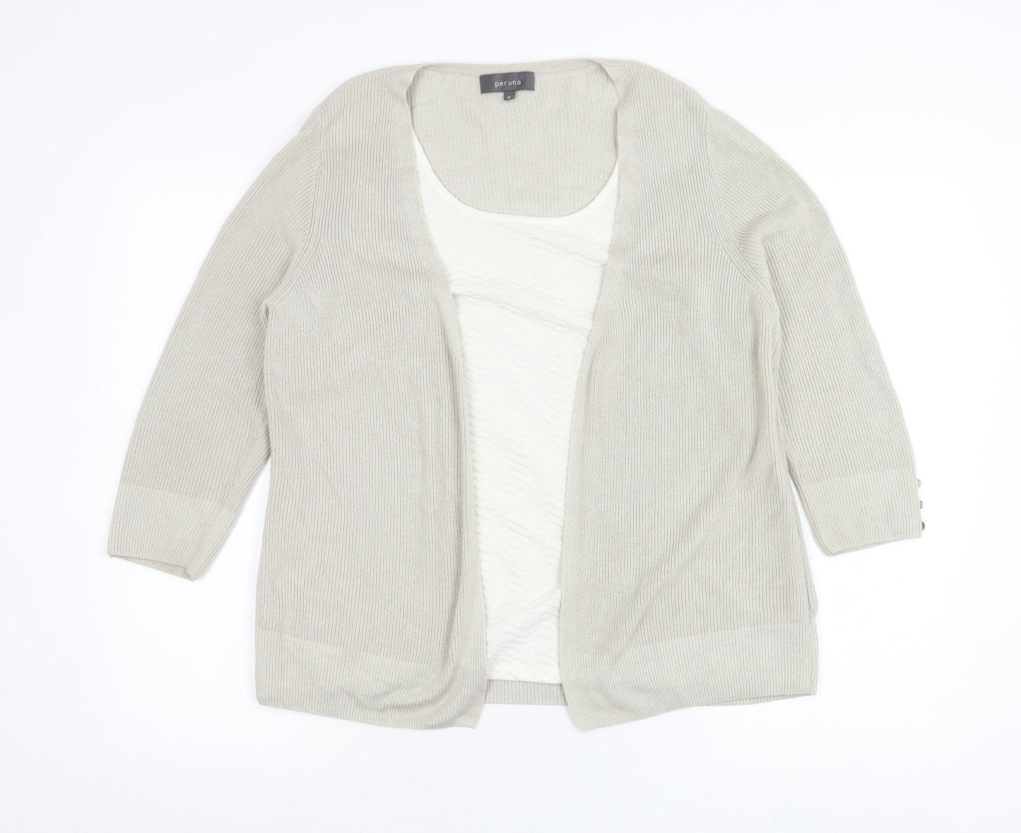 Womens UK Size 16 Marks and Spencer Beige Cardigan Jumper