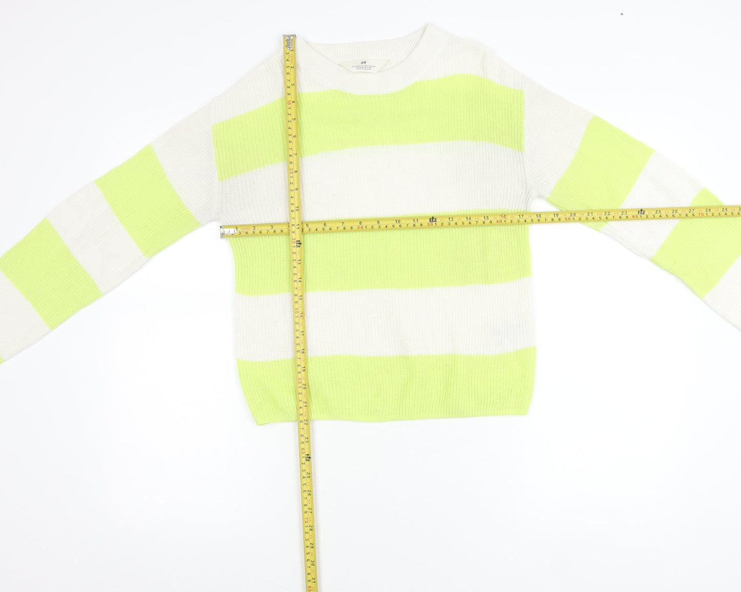 H&M Teens Multicoloured Striped Pullover Jumper Size 14 Acrylic Knit