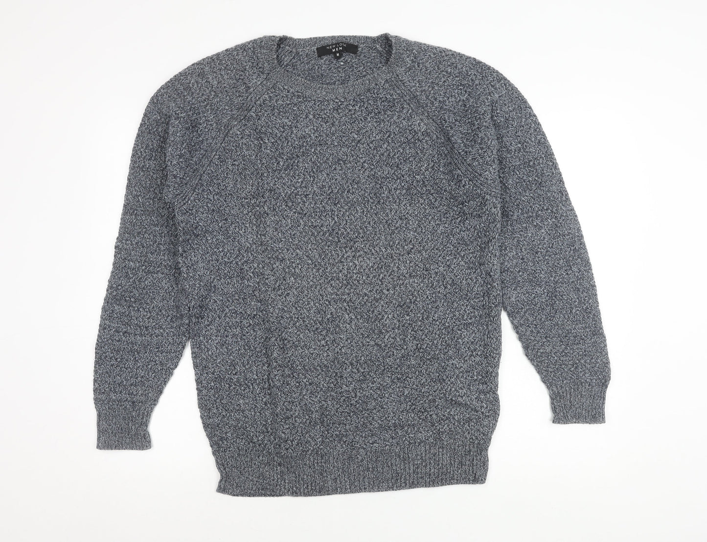 New Look Men Grey Cotton Crew Neck Pullover Jumper Size M