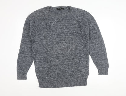 New Look Men Grey Cotton Crew Neck Pullover Jumper Size M