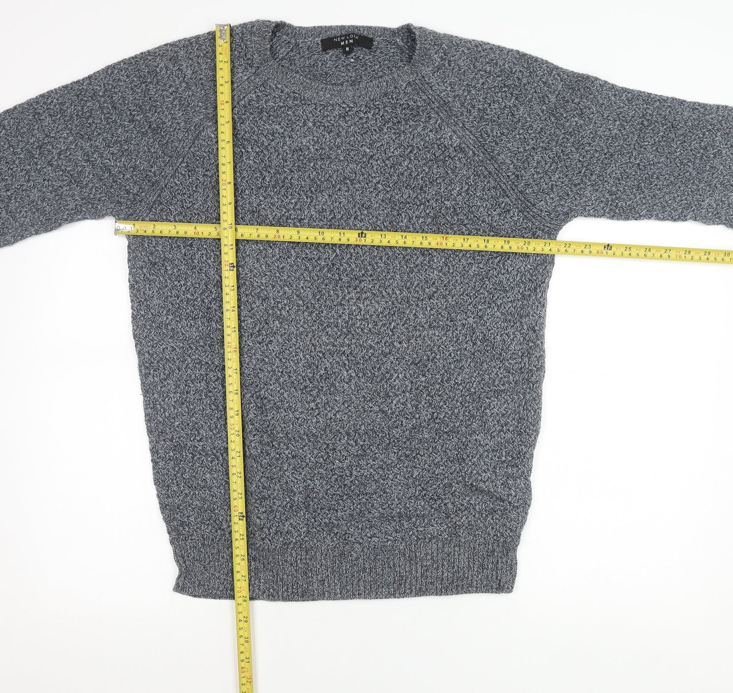 New Look Men Grey Cotton Crew Neck Pullover Jumper Size M