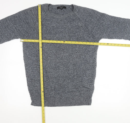 New Look Men Grey Cotton Crew Neck Pullover Jumper Size M
