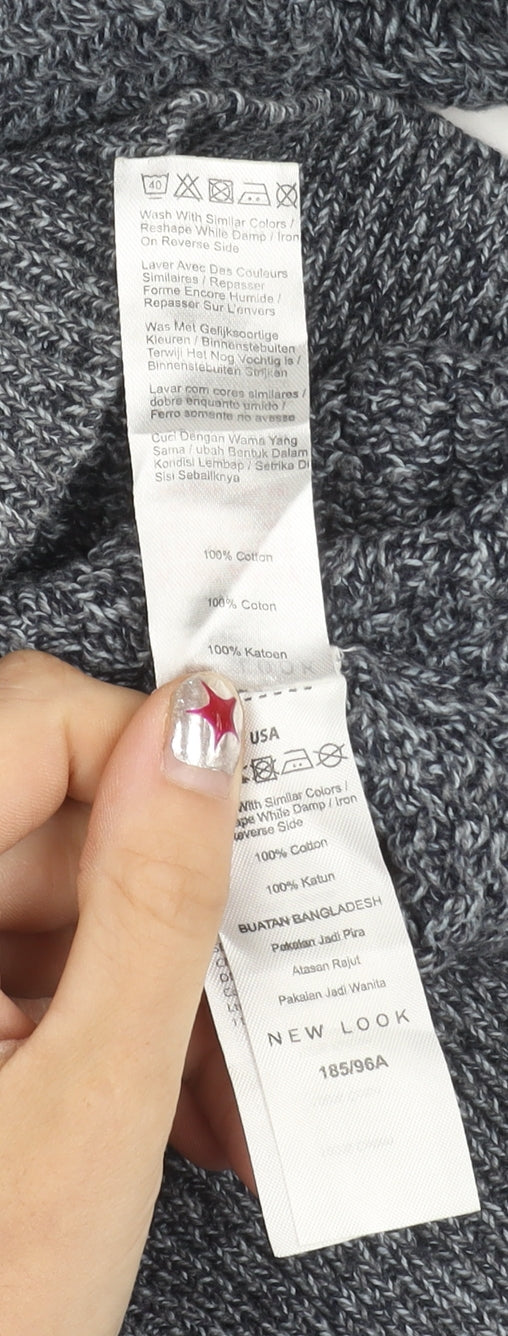 New Look Men Grey Cotton Crew Neck Pullover Jumper Size M