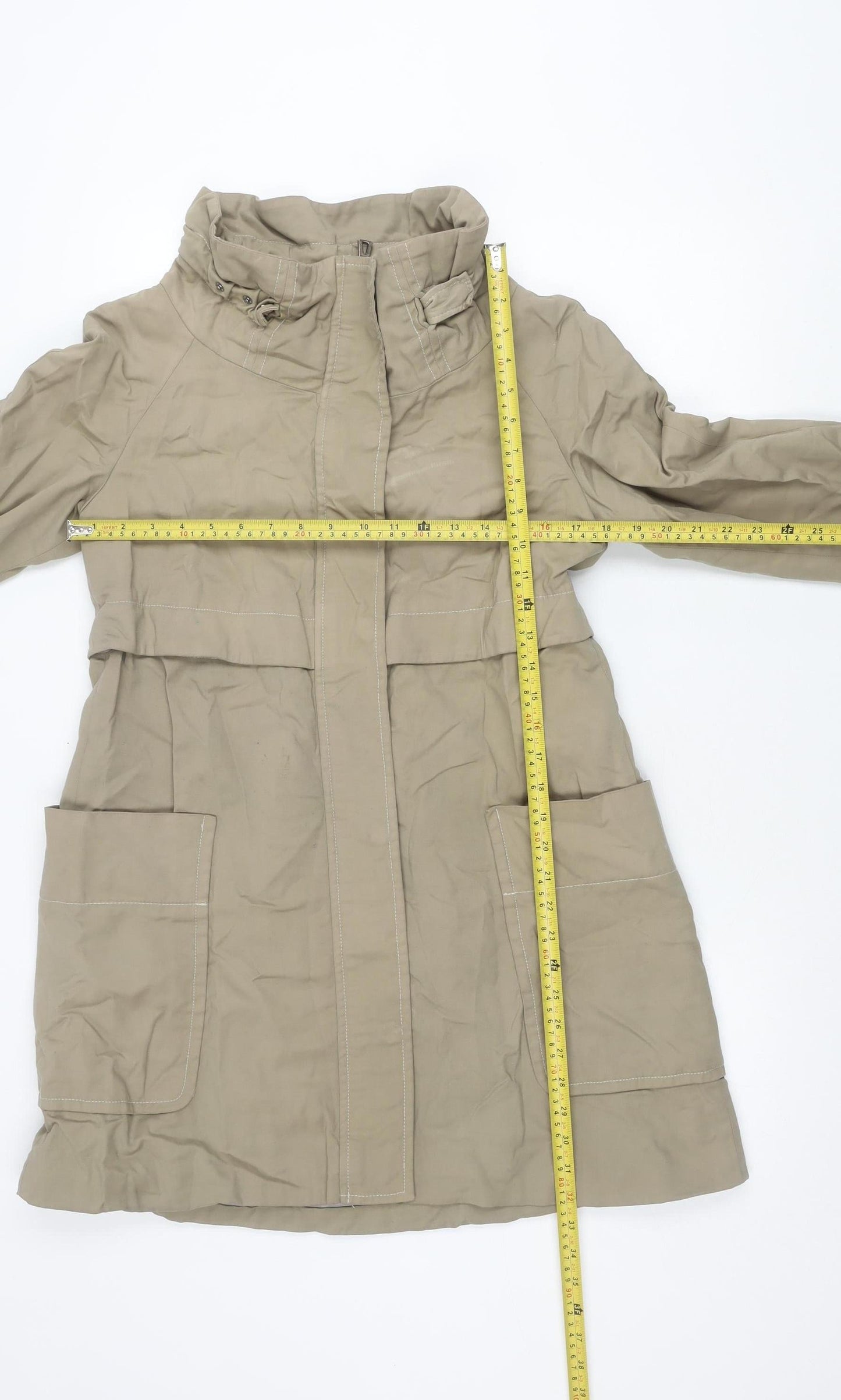 Womens UK Size 12 Zara Basic Beige Parka Coat