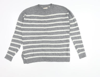 Fat Face Womens Grey Striped Knit Pullover Jumper Size 8