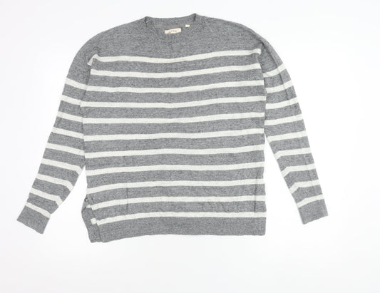 Fat Face Womens Grey Striped Knit Pullover Jumper Size 8