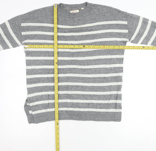 Fat Face Womens Grey Striped Knit Pullover Jumper Size 8