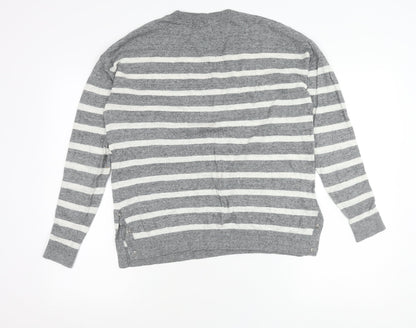 Fat Face Womens Grey Striped Knit Pullover Jumper Size 8