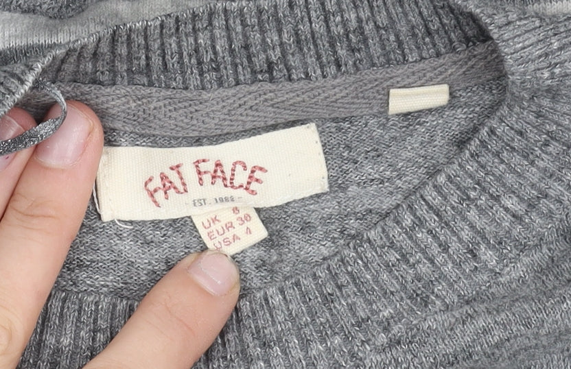 Fat Face Womens Grey Striped Knit Pullover Jumper Size 8