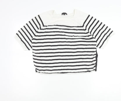New Look Women’s Black White Striped T-Shirt Size 12 Short Sleeve