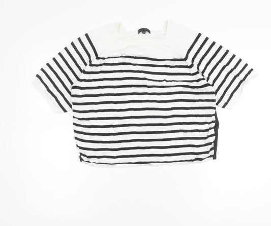 New Look Women’s Black White Striped T-Shirt Size 12 Short Sleeve