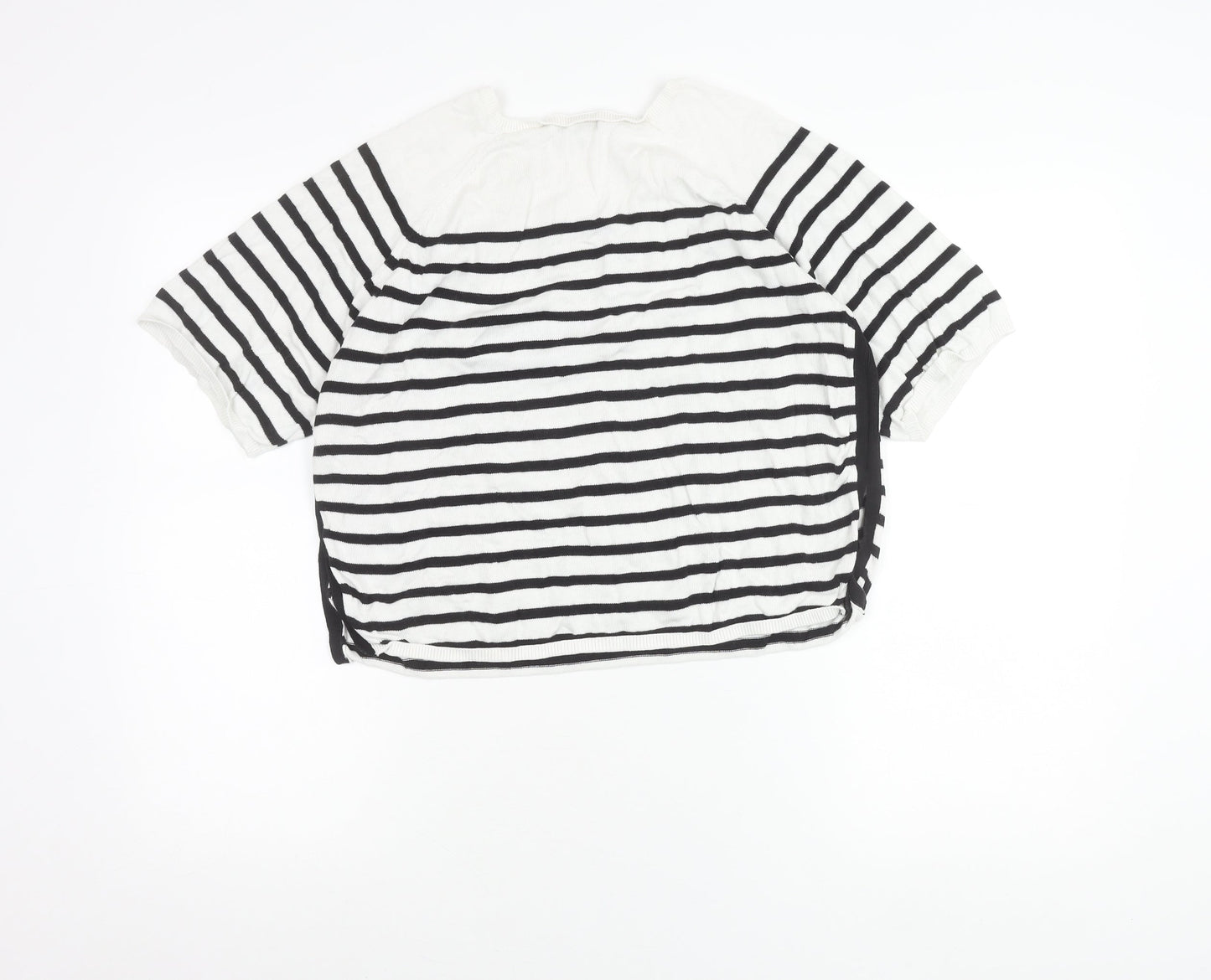 New Look Women’s Black White Striped T-Shirt Size 12 Short Sleeve
