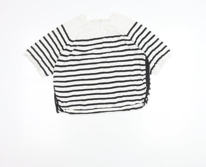 New Look Women’s Black White Striped T-Shirt Size 12 Short Sleeve