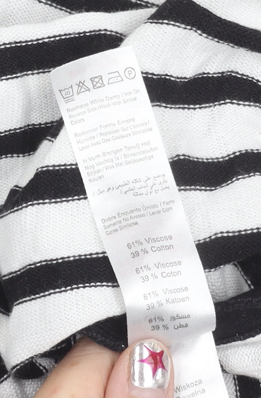 New Look Women’s Black White Striped T-Shirt Size 12 Short Sleeve