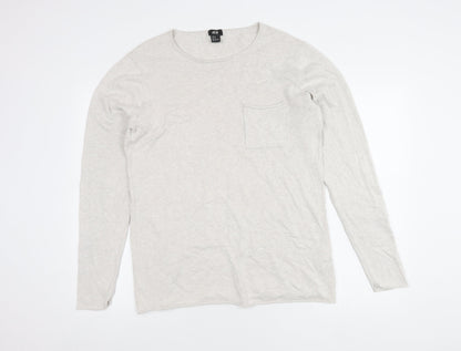 H&M Women’s Beige Cotton Crew Neck Jumper Size 12 Long Sleeve