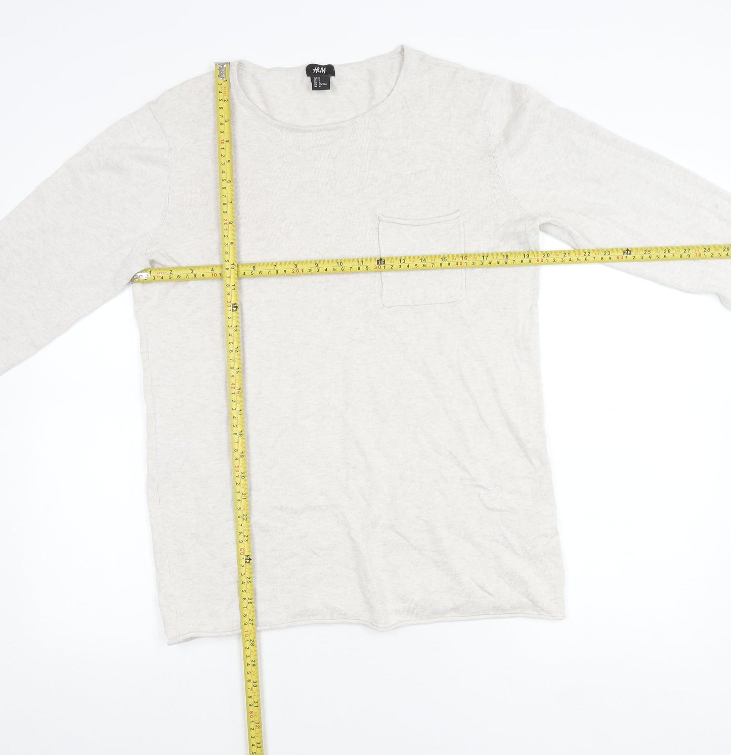 H&M Women’s Beige Cotton Crew Neck Jumper Size 12 Long Sleeve