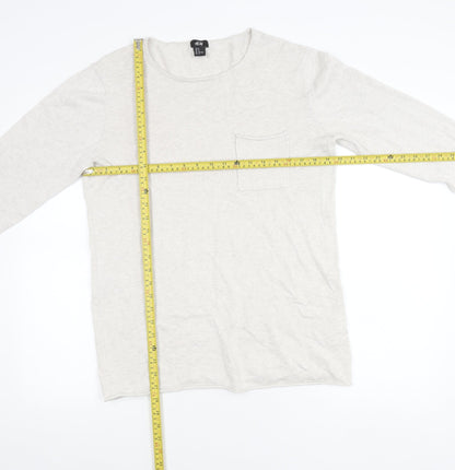 H&M Women’s Beige Cotton Crew Neck Jumper Size 12 Long Sleeve