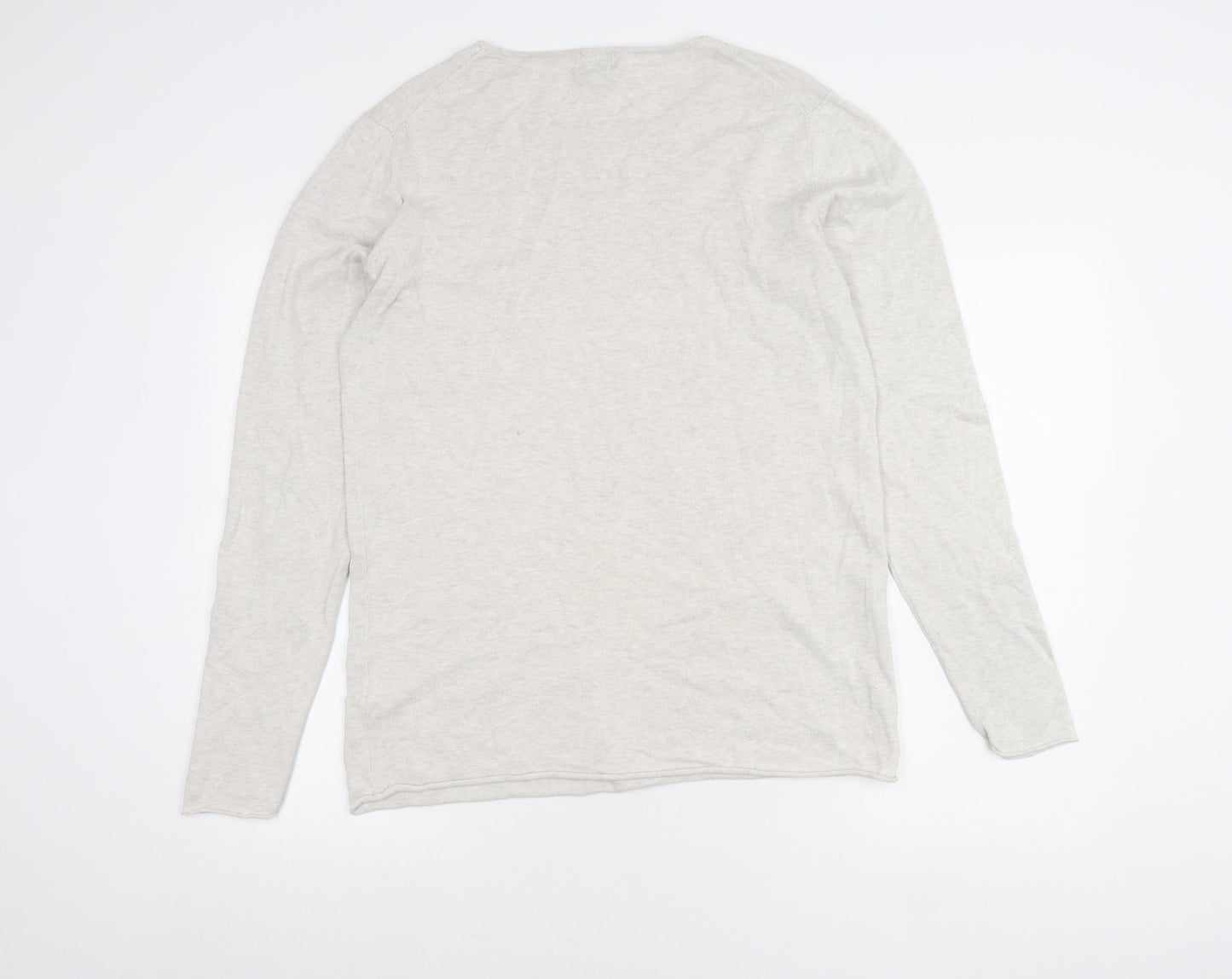 H&M Women’s Beige Cotton Crew Neck Jumper Size 12 Long Sleeve