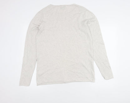 H&M Women’s Beige Cotton Crew Neck Jumper Size 12 Long Sleeve