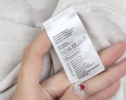 H&M Women’s Beige Cotton Crew Neck Jumper Size 12 Long Sleeve