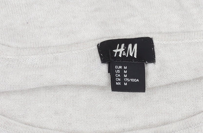H&M Women’s Beige Cotton Crew Neck Jumper Size 12 Long Sleeve