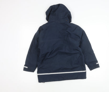 Result Core Kids Blue 7-8Y Hooded Parka Coat School Logo Reflective Trim