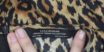 Zara Woman Leopard Print Fit & Flare Dress XS Scoop Neck