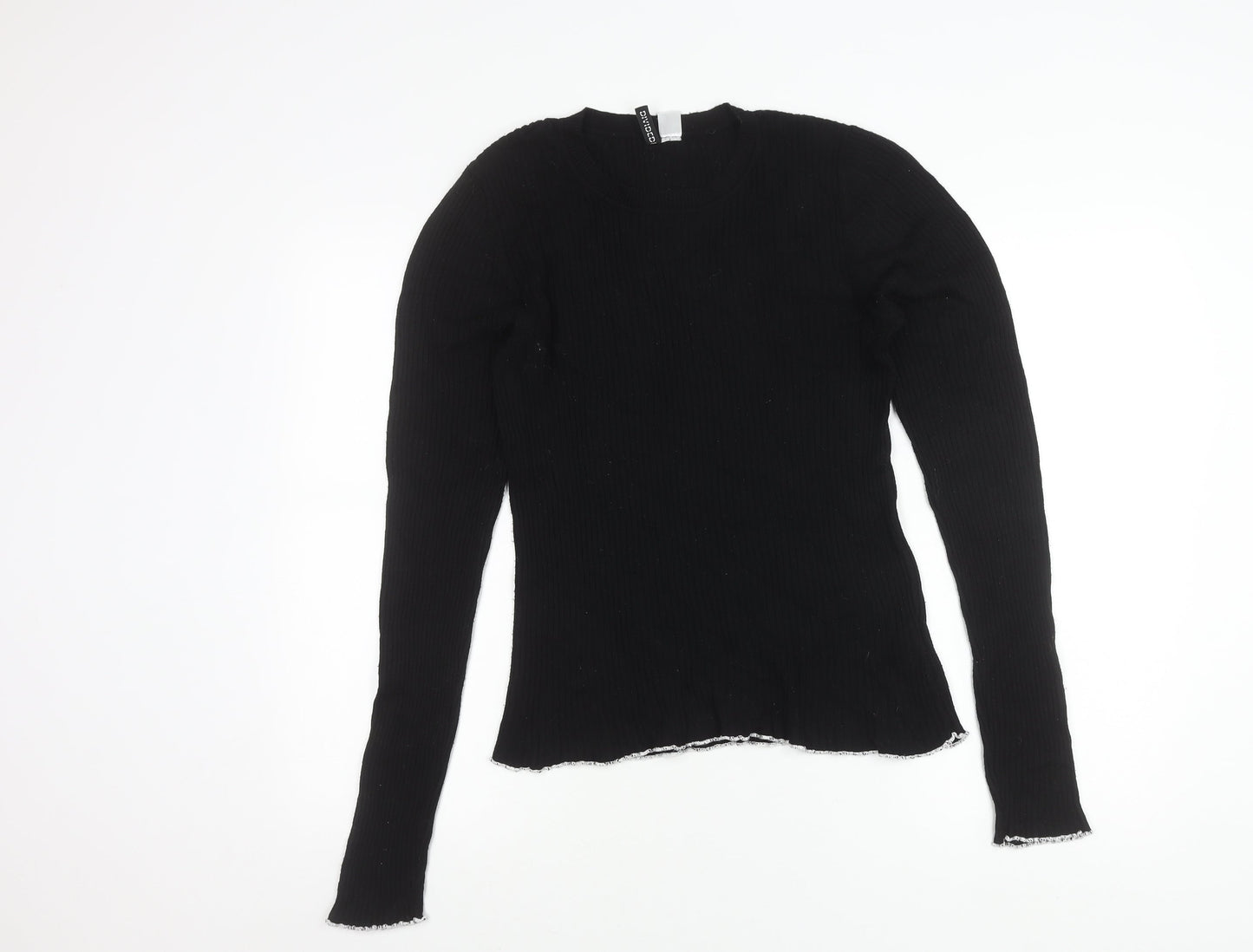 H&M Divided Womens Black Size 12 Slim Fit Knit Long Sleeve Jumper