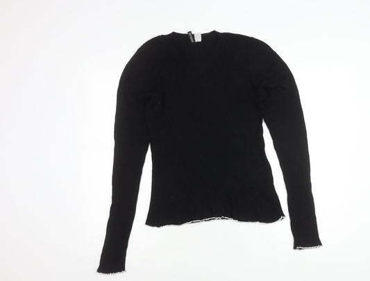 H&M Divided Womens Black Size 12 Slim Fit Knit Long Sleeve Jumper