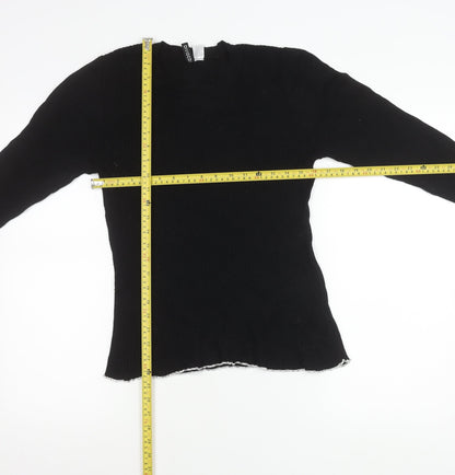 H&M Divided Womens Black Size 12 Slim Fit Knit Long Sleeve Jumper