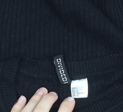 H&M Divided Womens Black Size 12 Slim Fit Knit Long Sleeve Jumper