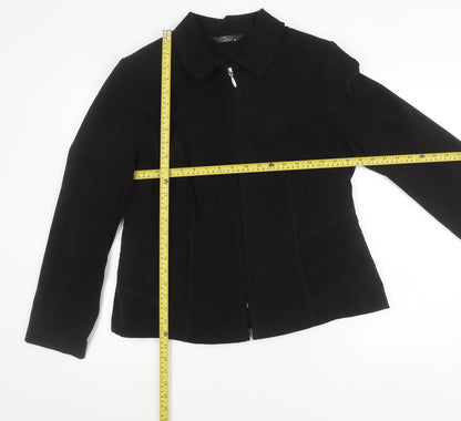 Bm Women Black Size 16 Collared Zip Jacket Polyester Blend