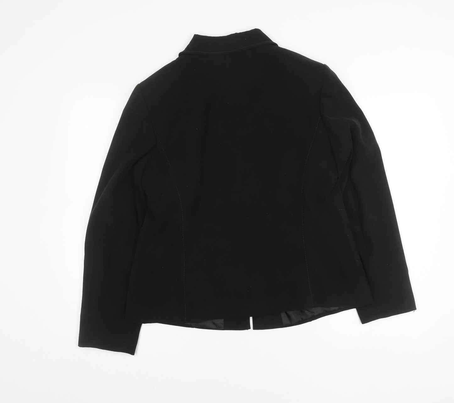 Bm Women Black Size 16 Collared Zip Jacket Polyester Blend