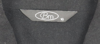 Bm Women Black Size 16 Collared Zip Jacket Polyester Blend