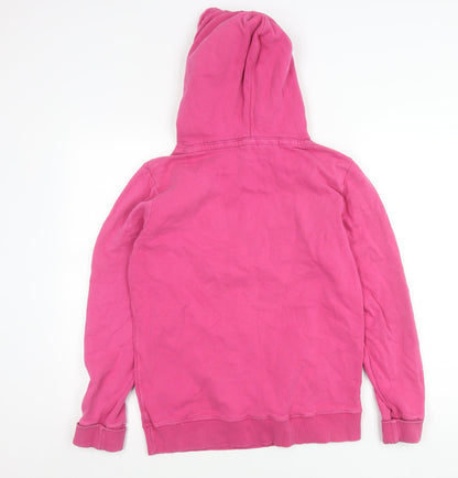Superdry Women's Pink Pullover Hoodie L Logo Graphic Cotton Blend
