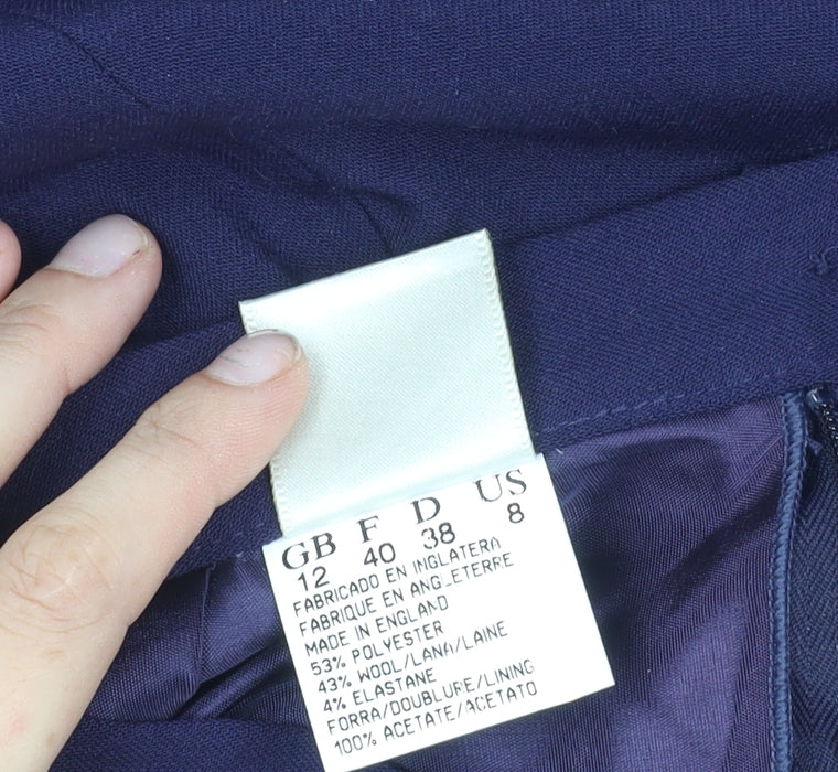 Grace Collection Women’s Blue Wool Pencil Skirt Size 12 Workwear
