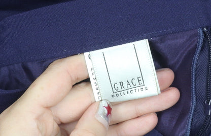 Grace Collection Women’s Blue Wool Pencil Skirt Size 12 Workwear