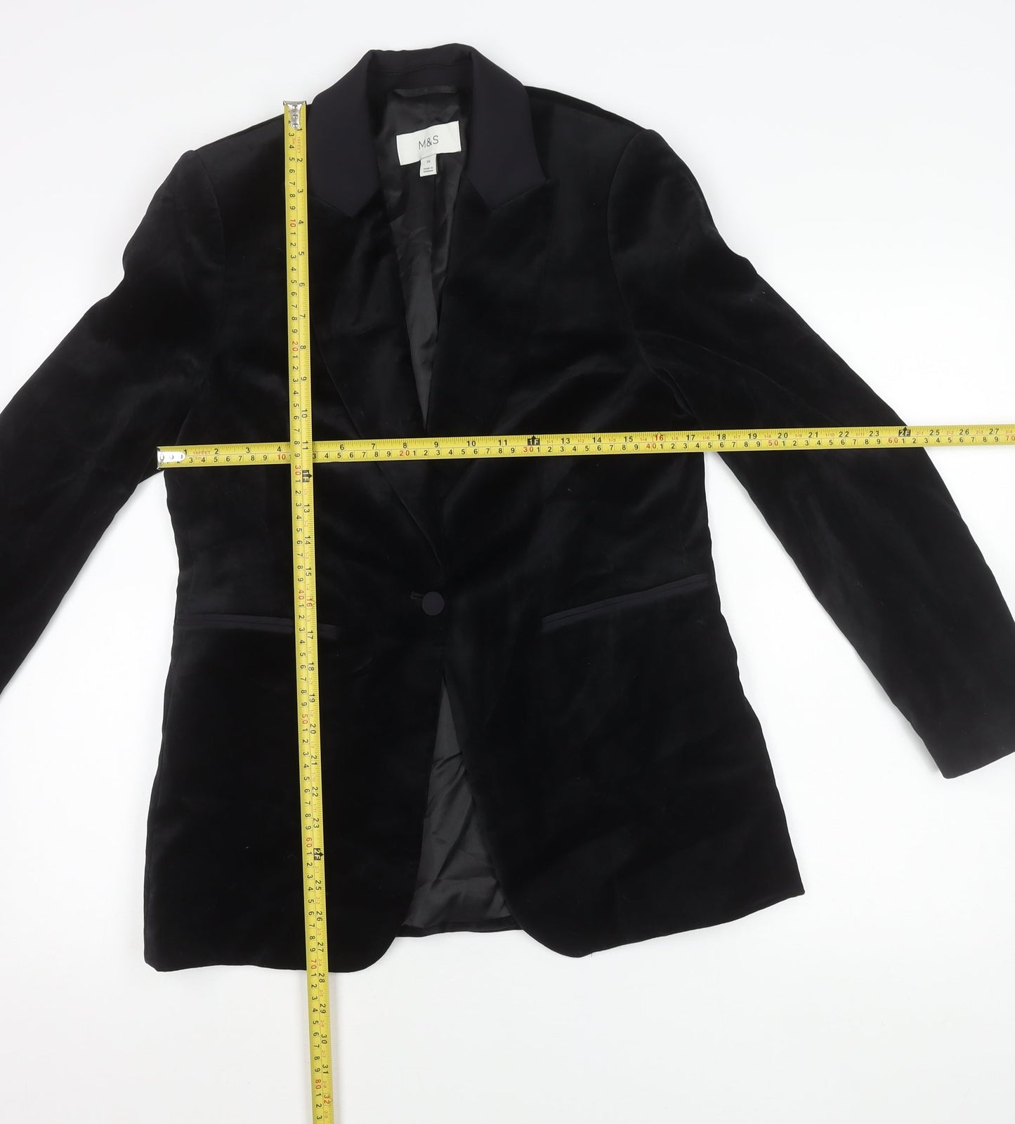 Marks and Spencer Womens Black Velvet Blazer Jacket M