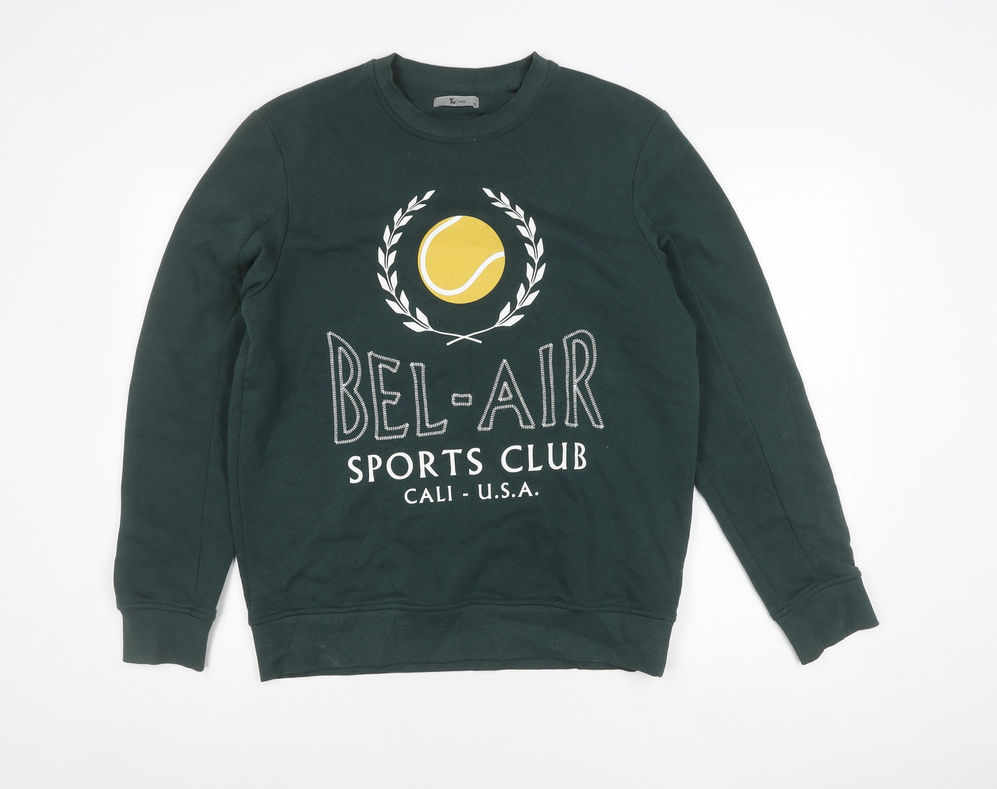 Tu Men's Green Pullover Sweatshirt M Crew Neck Bel-Air Sports Graphic