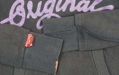 Superdry Womens Black Pullover Hoodie XS Graphic Logo Hooded Sweatshirt