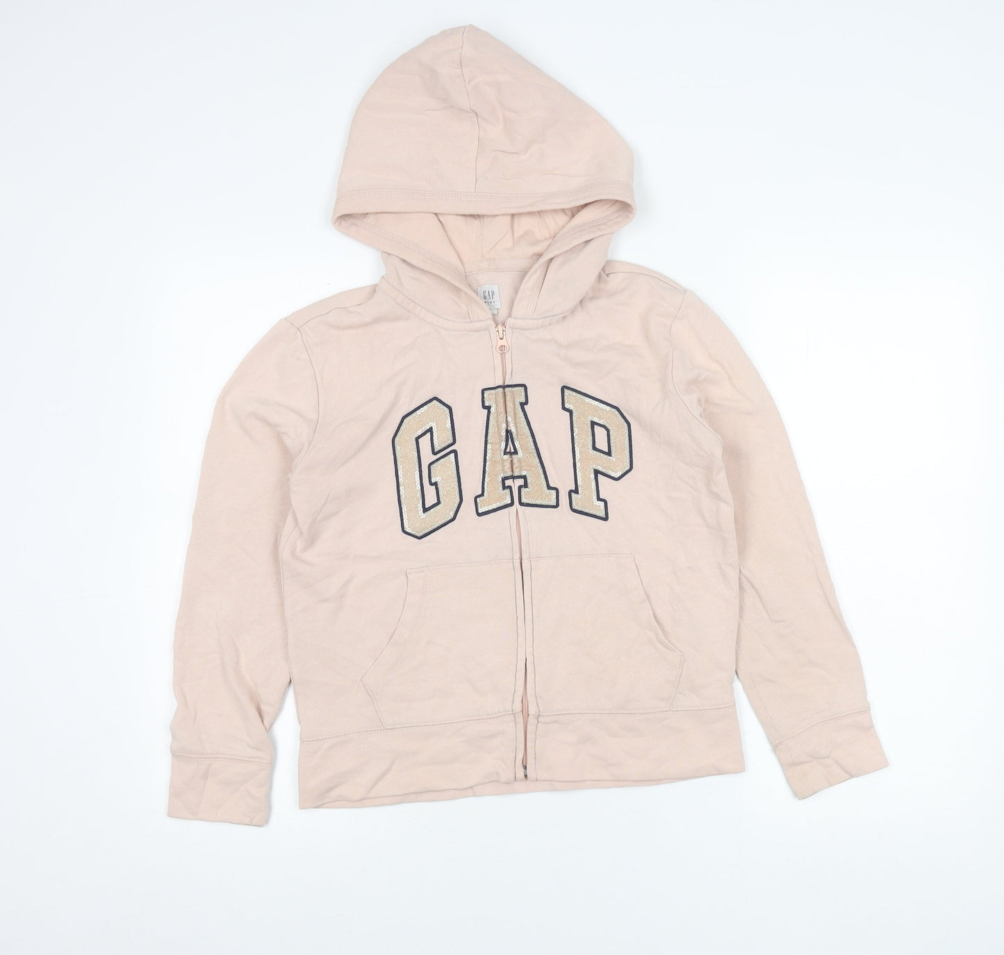 GAP Kids Girls Pink Zip Hoodie Jacket XXL 14 Years Hooded Logo Sequin