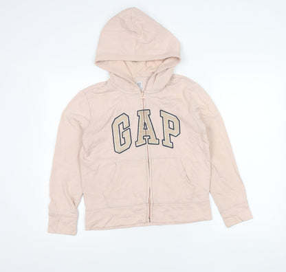 GAP Kids Girls Pink Zip Hoodie Jacket XXL 14 Years Hooded Logo Sequin