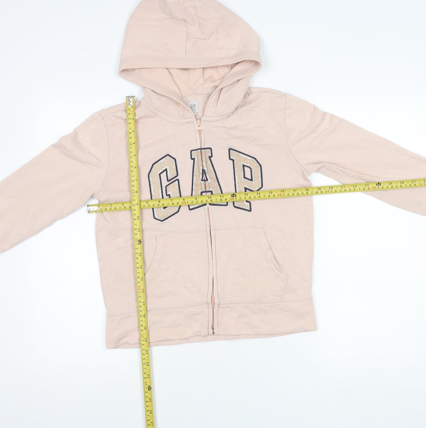 GAP Kids Girls Pink Zip Hoodie Jacket XXL 14 Years Hooded Logo Sequin
